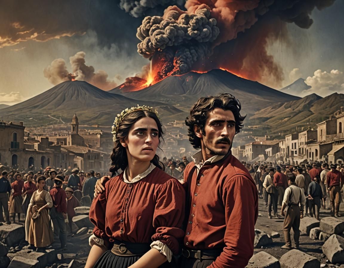 Sicilian Couple Singing Against Etna's Eruption in 1860