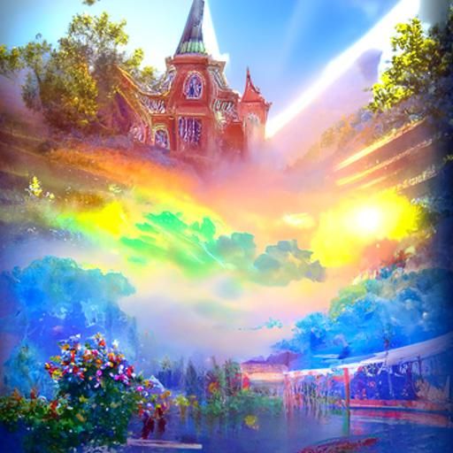 Ethereal Fantasy Landscape with Divine Sunshine