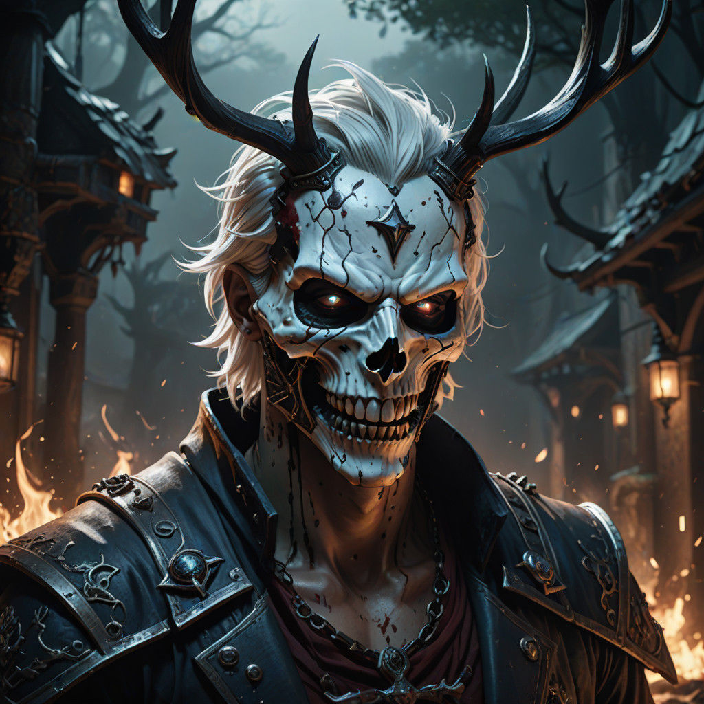 Deer Skull Masked Maniac in Dark Fantasy Concept Art