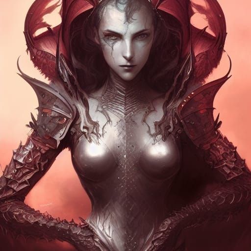 Gothic Dragon Armor Portrait in Hyperdetailed Style