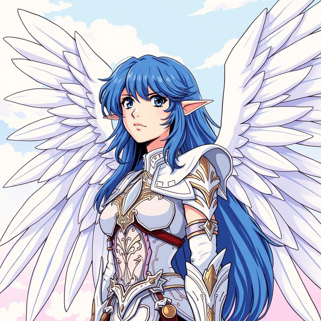 Goddess of the Sky in Vibrant Retro Anime Style