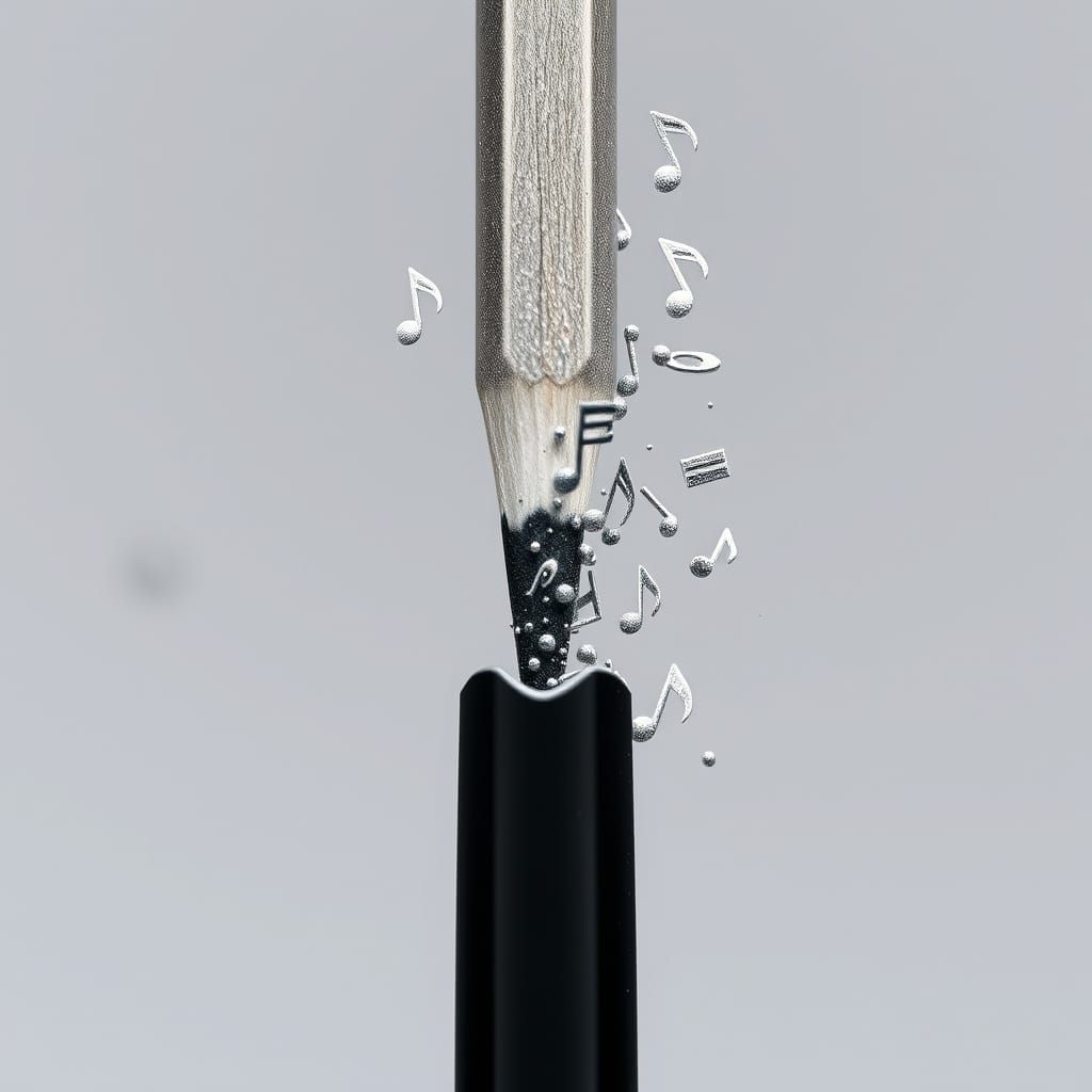 Pencil Transforms Into Musical Notes Macro Shot