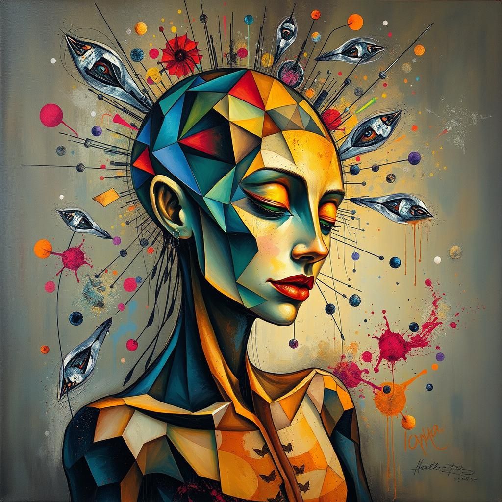 Ethereal Scribble art cubist facets