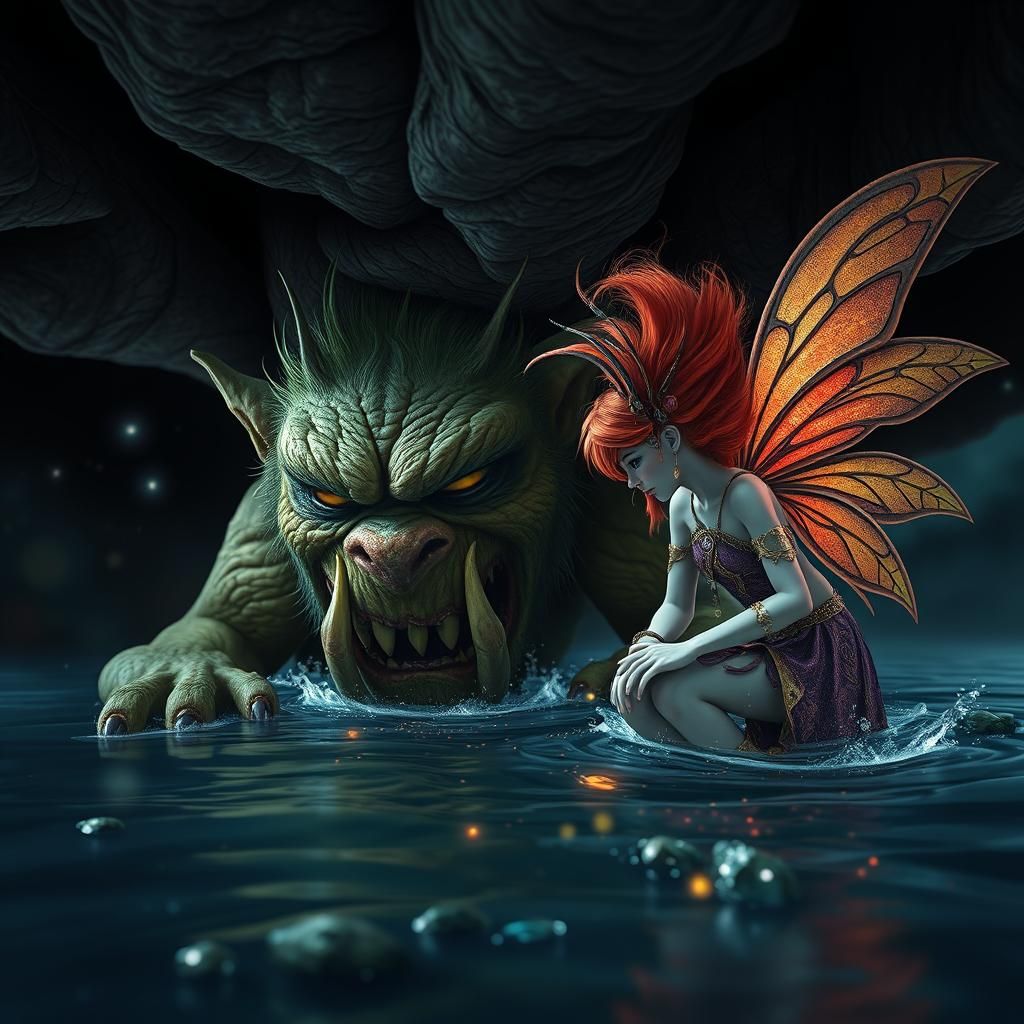 Troll and Fairy Portrait in Digital Art Style
