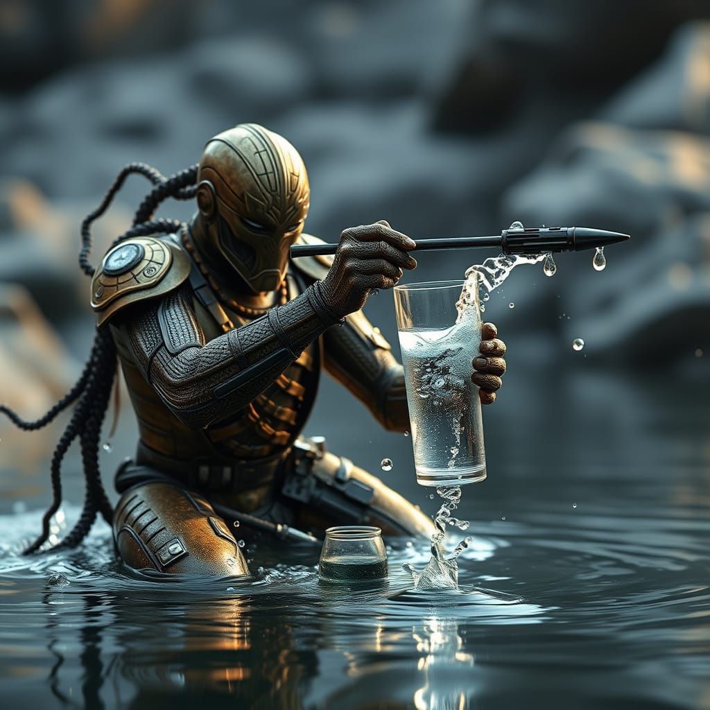 Marvel Hydra Soldier Drinks Water in Hyperrealistic Style
