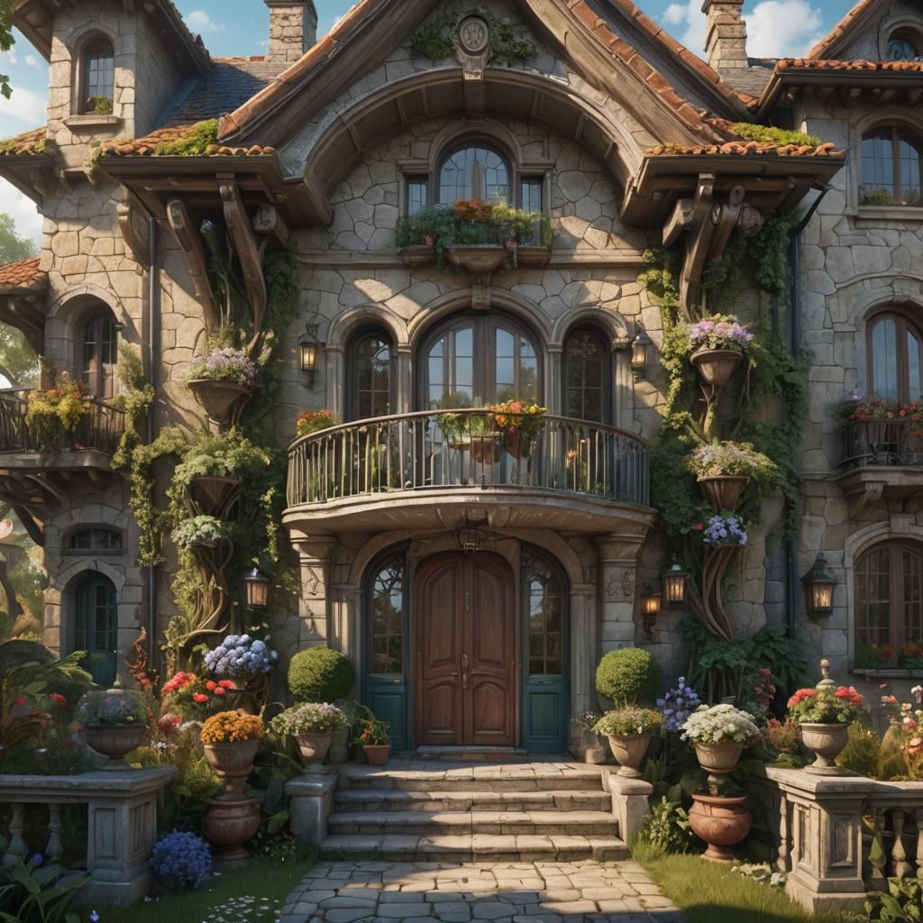 A two-story beautifully architecture house with a beautiful ...