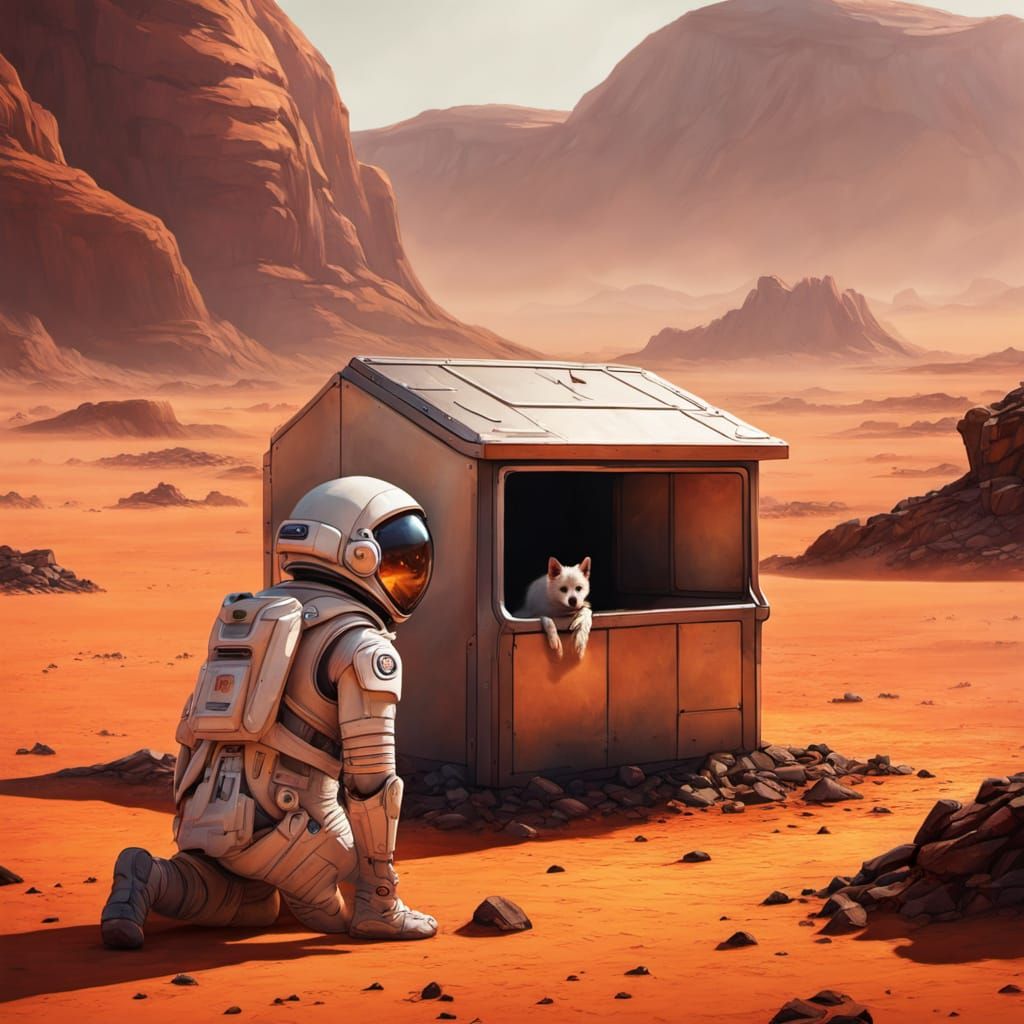 Martian Builds Dog House on Alien Planet
