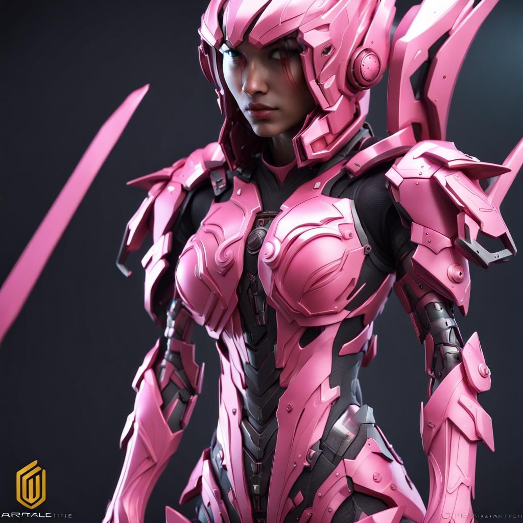 Anime Girl in Pink Nanosuit Armor