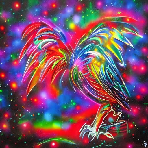 Eagle in Graffiti Art with Christmas Lights