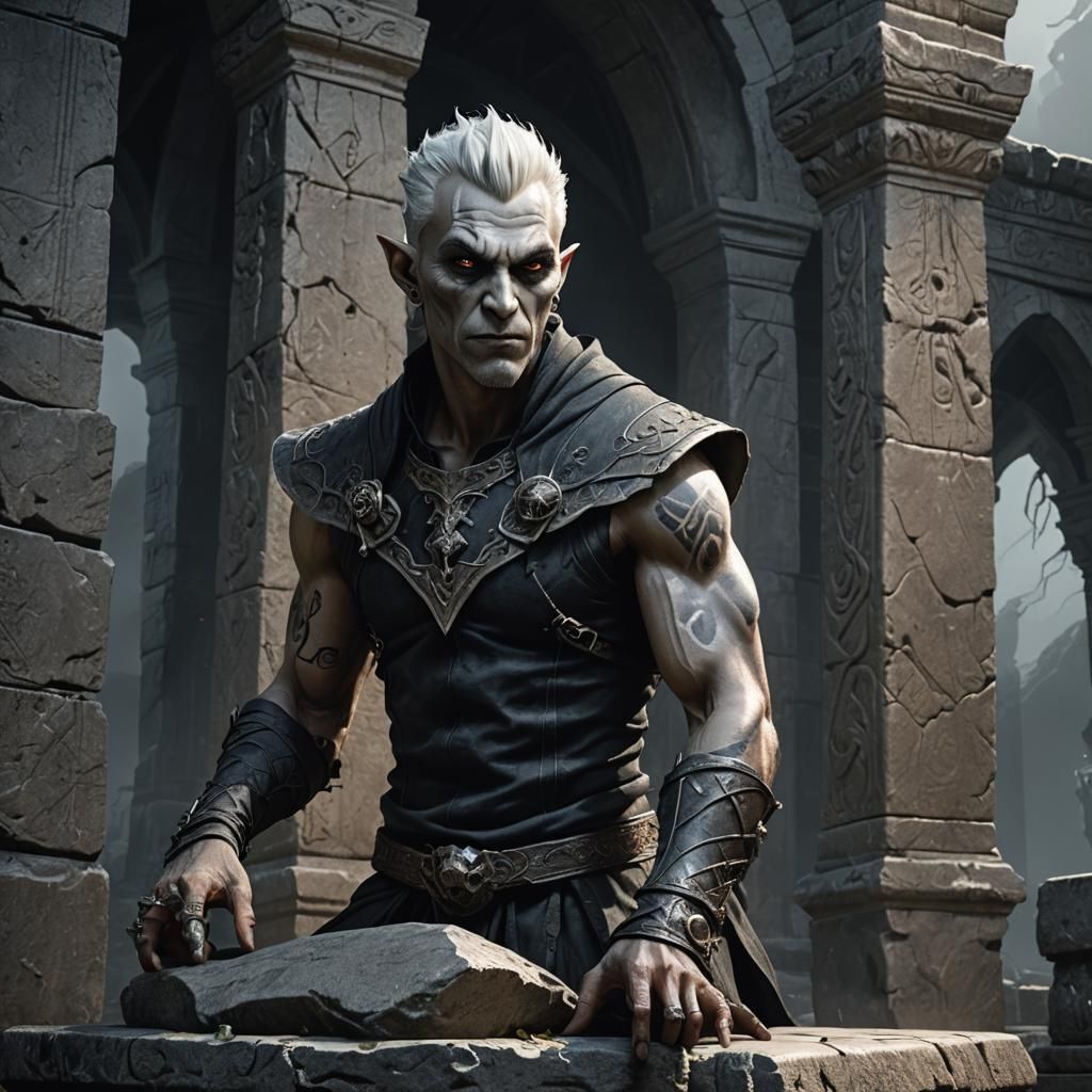 Dunmer Elf Vampire in Abandoned Temple