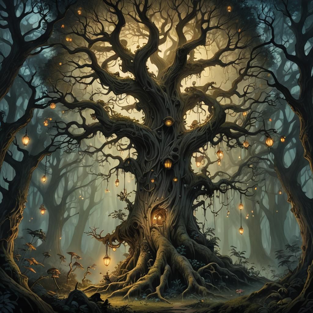 Mystical Forest Illustration Inspired by Folklore Art