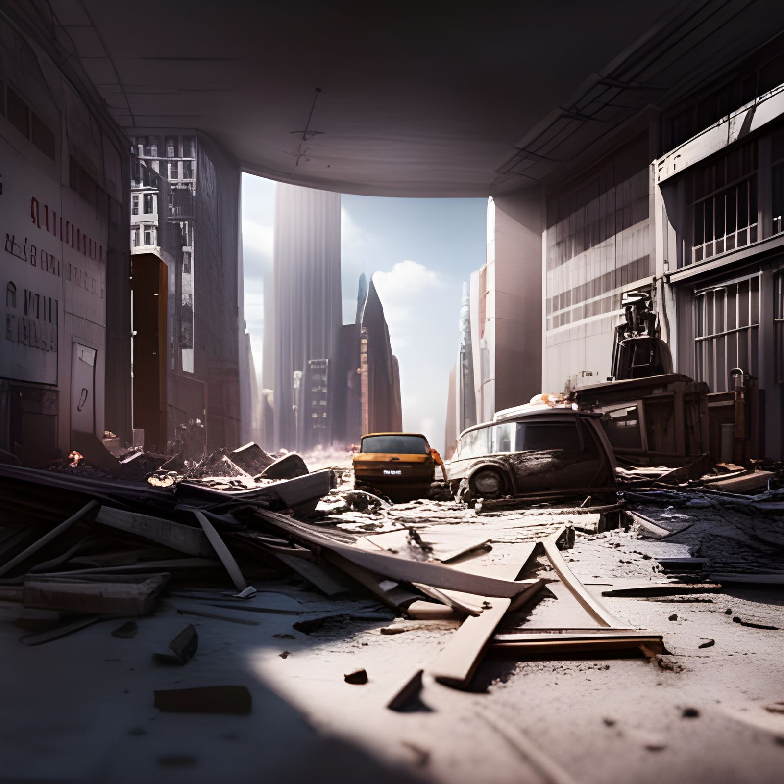 Future concept art of an abandoned New York City.