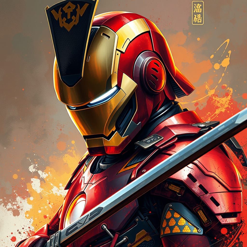Iron Man Samurai in Hyperrealistic Concept Art
