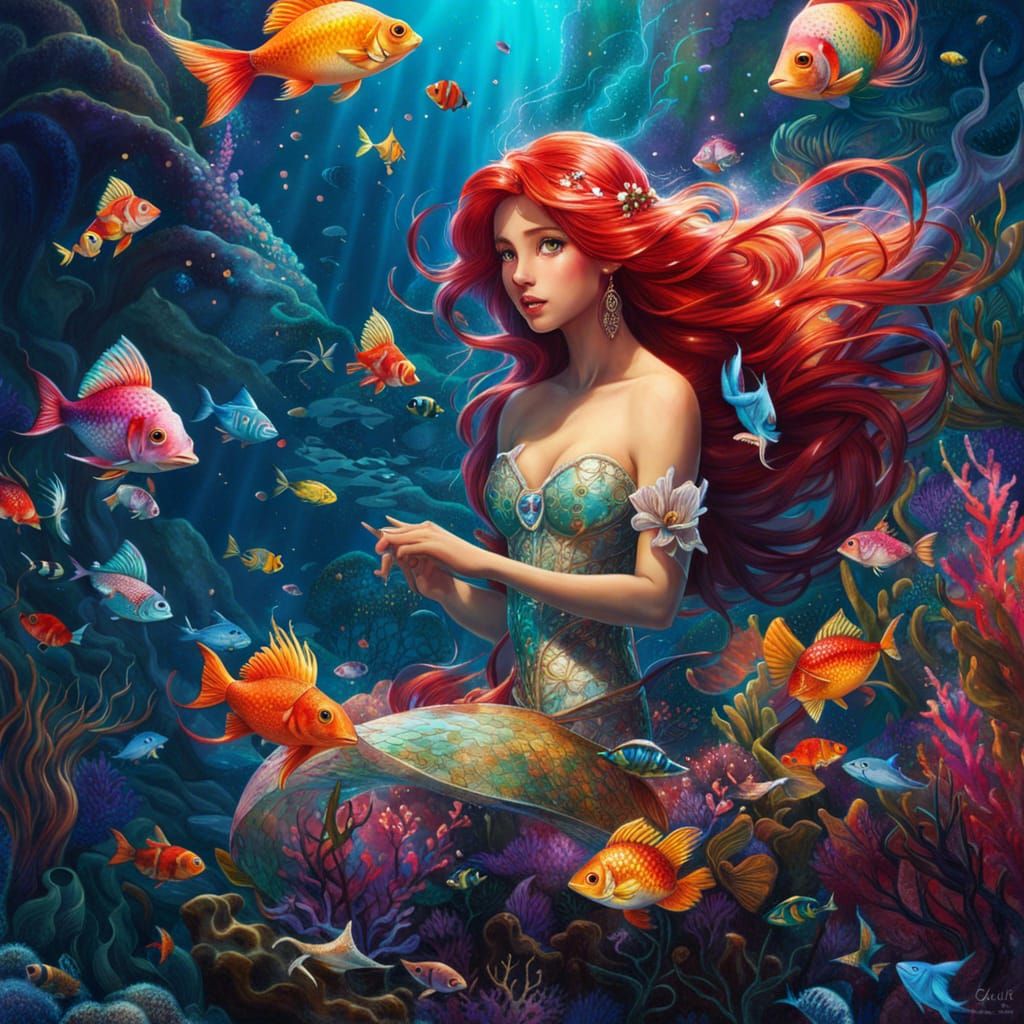 Gorgeous Mermaid Princess in Hyperrealistic Underwater Scene