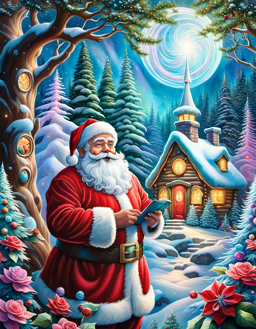 mythical Santa Claus in a Magical Christmas Forest
