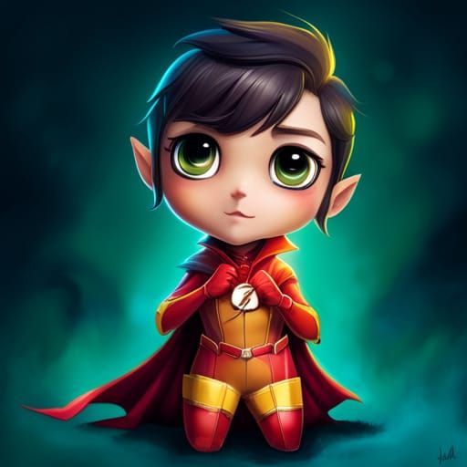 Adorable Chibi Flash in Polychromatic Splash Art