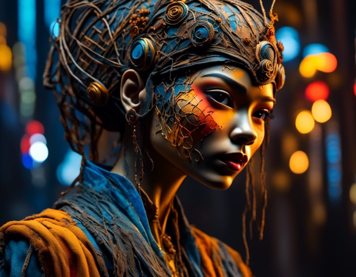 Animatronic Zendaya as Femme Fatale in Neon City