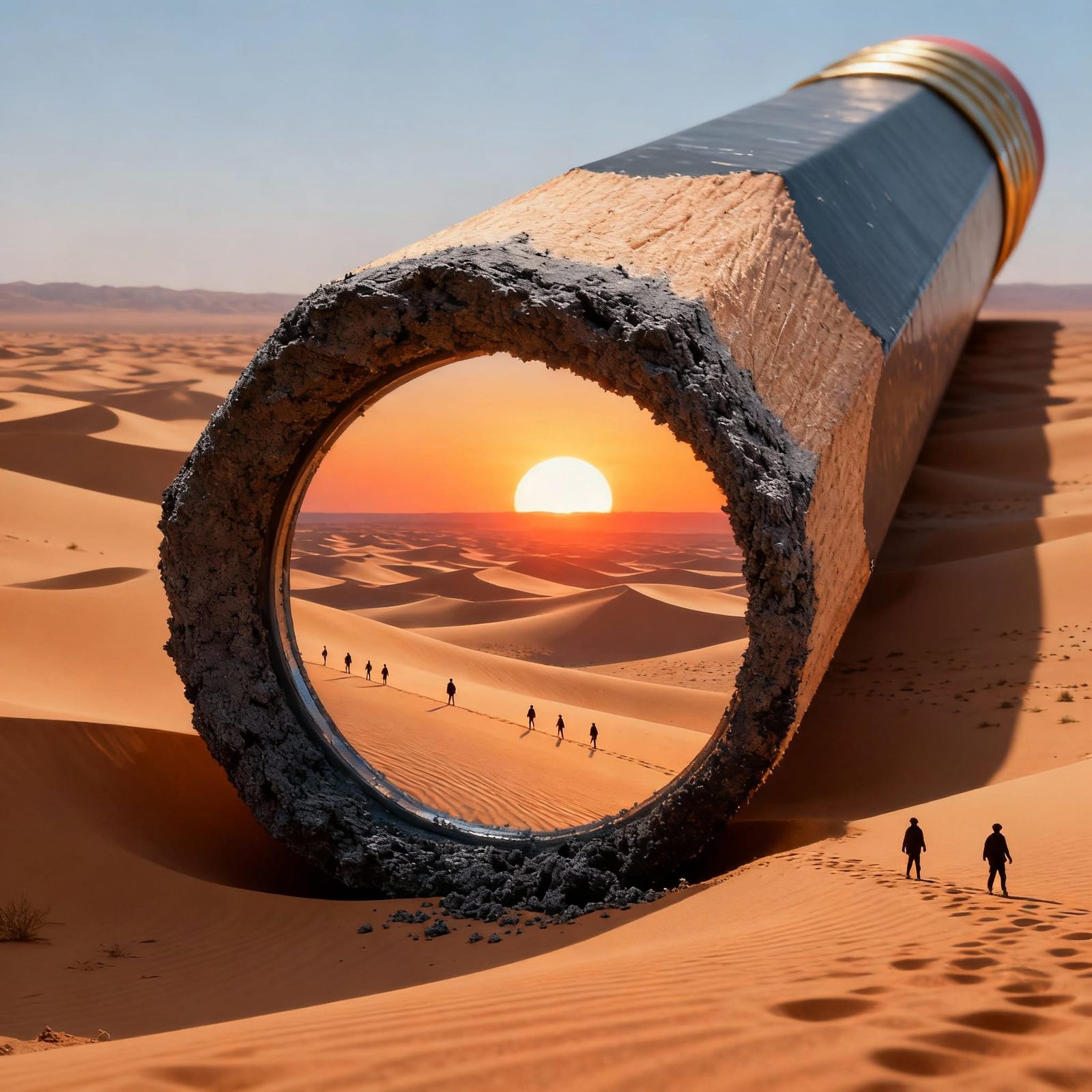 Surreal Pencil Reveals Miniature Desert Landscape