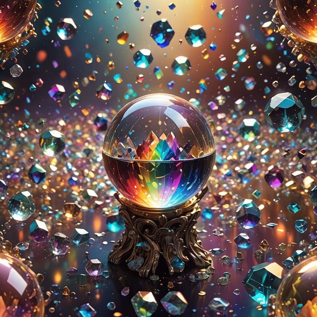 Rainbow Crystal Globe Floating in Air
