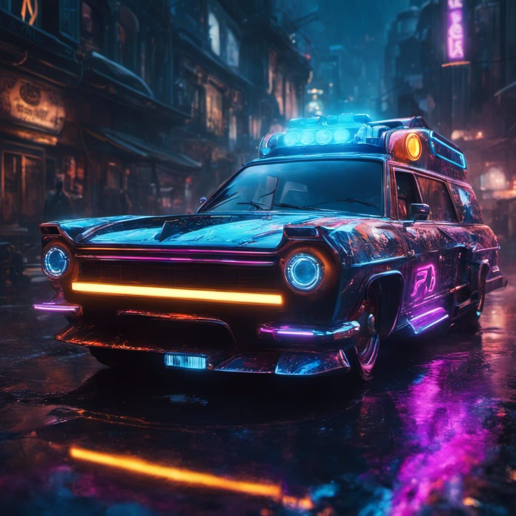 Cyberpunk Ambulance on Galaxy Wave Street