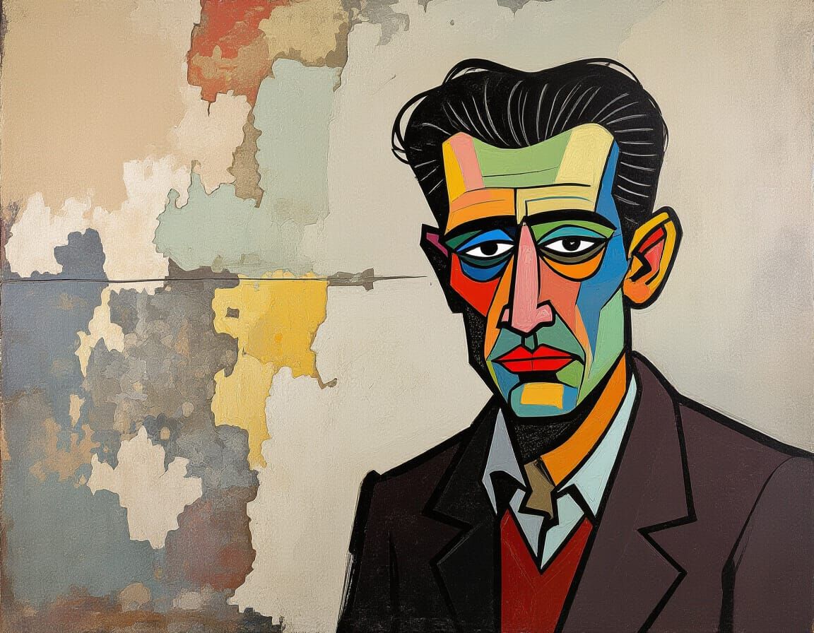 Distressed Wall With Peeling Paint in Expressionist Style