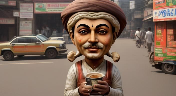Dolly Chai Wala Bobblehead in Nagpur, Photorealistic 8K