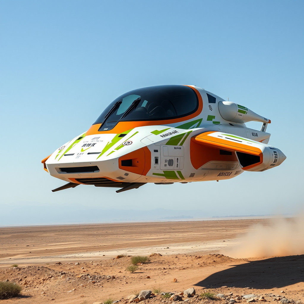 Futuristic Hover-Speeder with Japanese Tech Decals