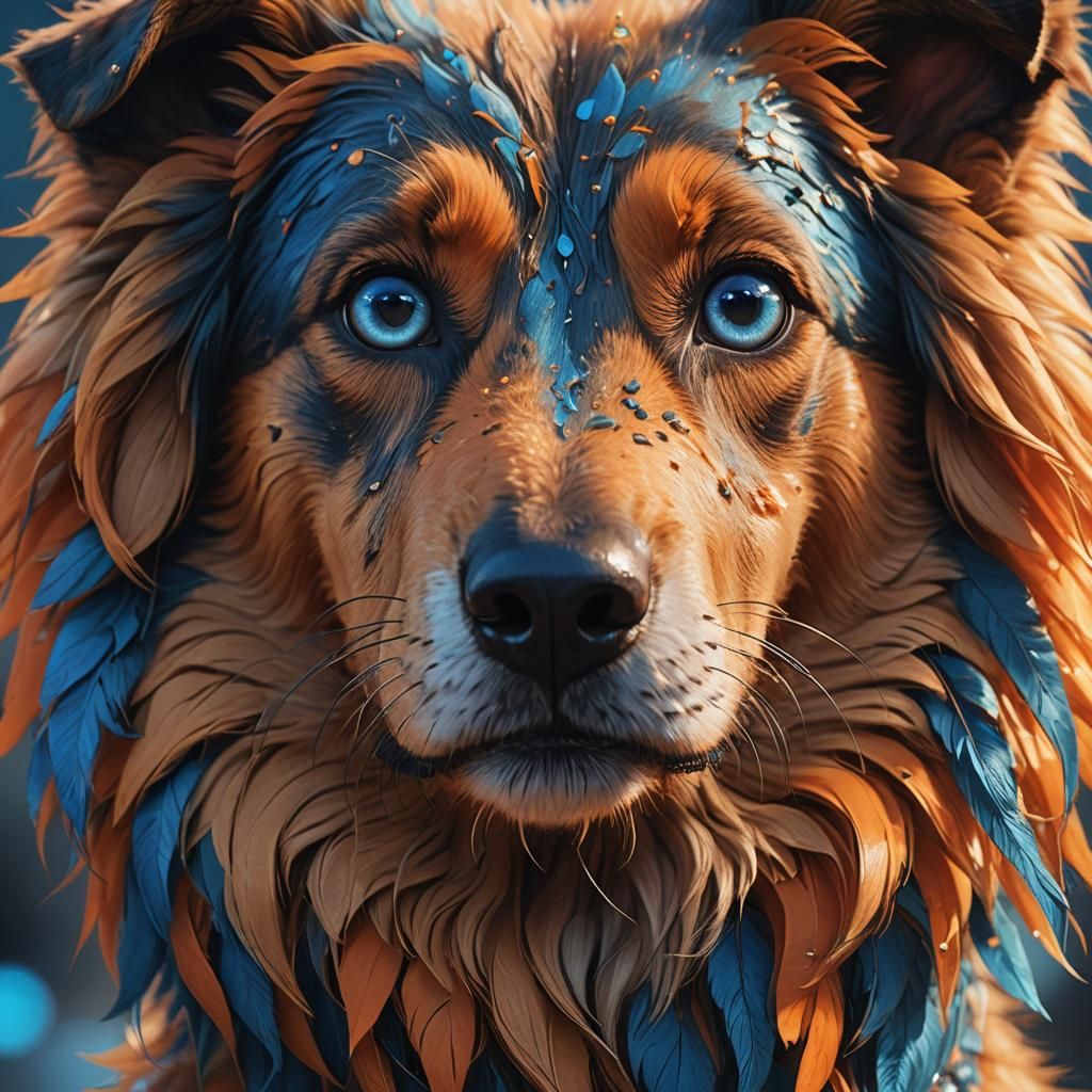 Cartoon Long Dog Portrait in Fantasy Art Style