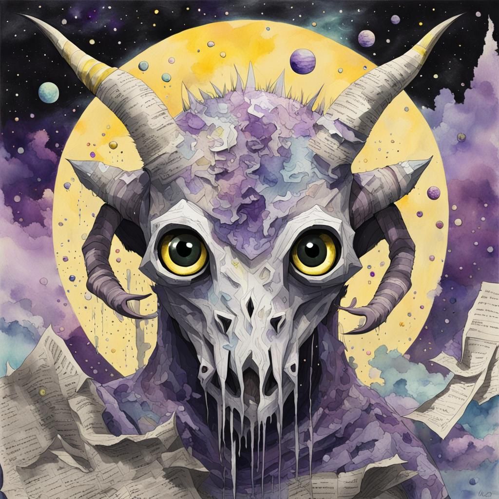 Surreal Horned Creature in Dreamcore Aesthetic