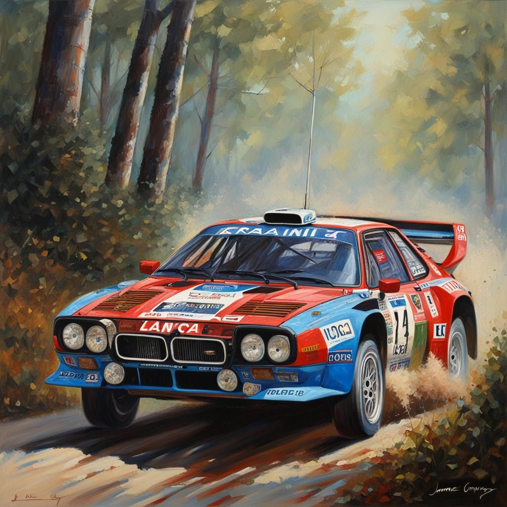 Lancia 037 Rally Car in Oil Painting Style