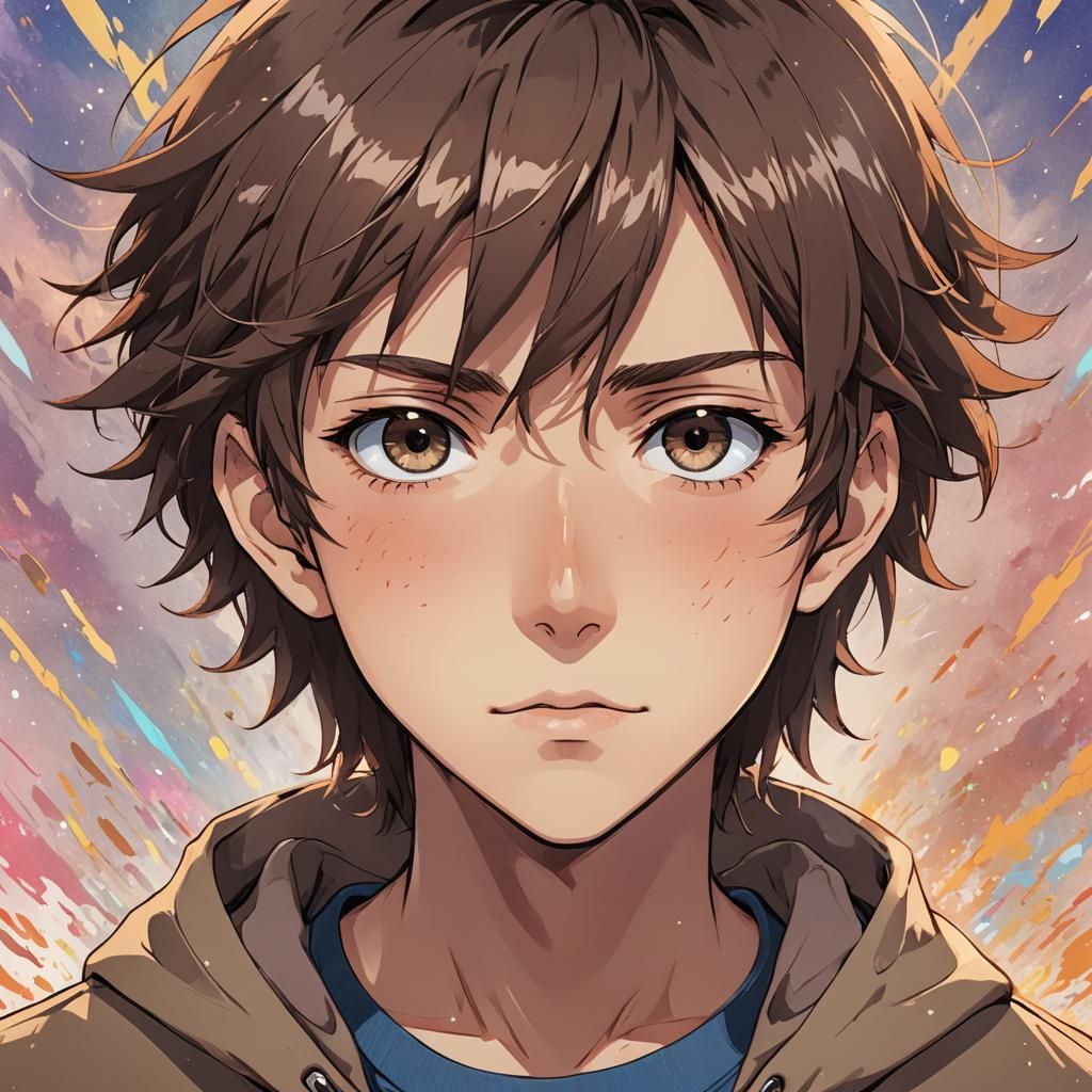 Anime Key Visual: Boy Portrait in Manga Style