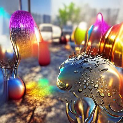 Colorful Liquid Metal Splash in Surreal Hyperrealism