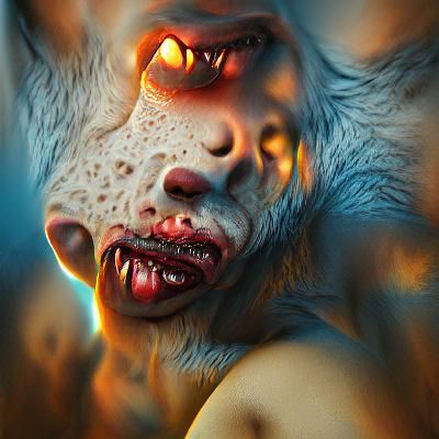 Detailed Werewolf Howling in Dark Forest