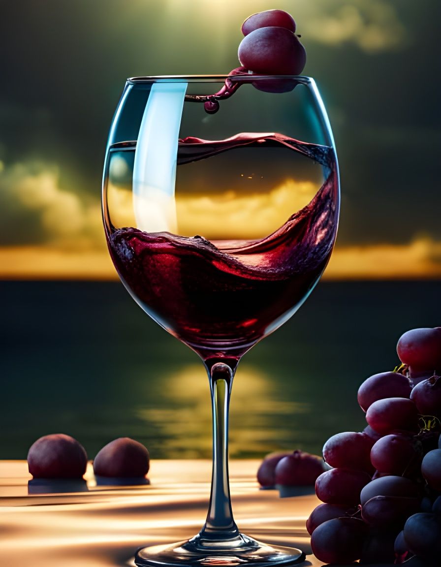 Wine Glass on Beach: Detailed Matte Painting