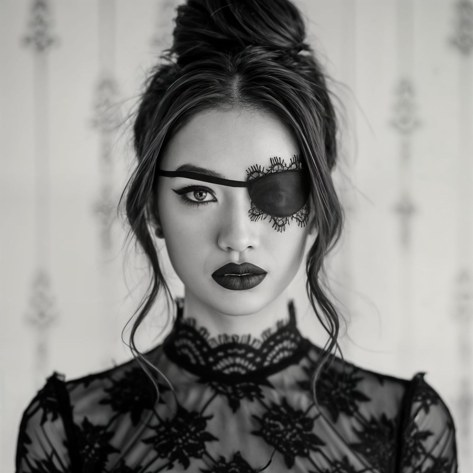 Moody Gothic Portrait of Woman with Eyepatch