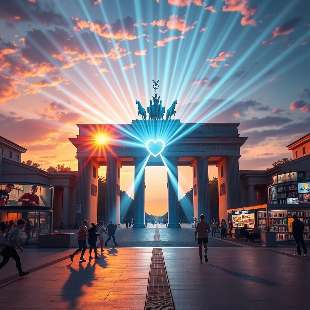 Futuristic Brandenburg Gate Shines with Pulsating Light and ...