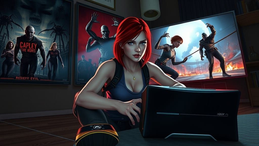 Claire Redfield Battles Zombies in a Retro Gaming Lair