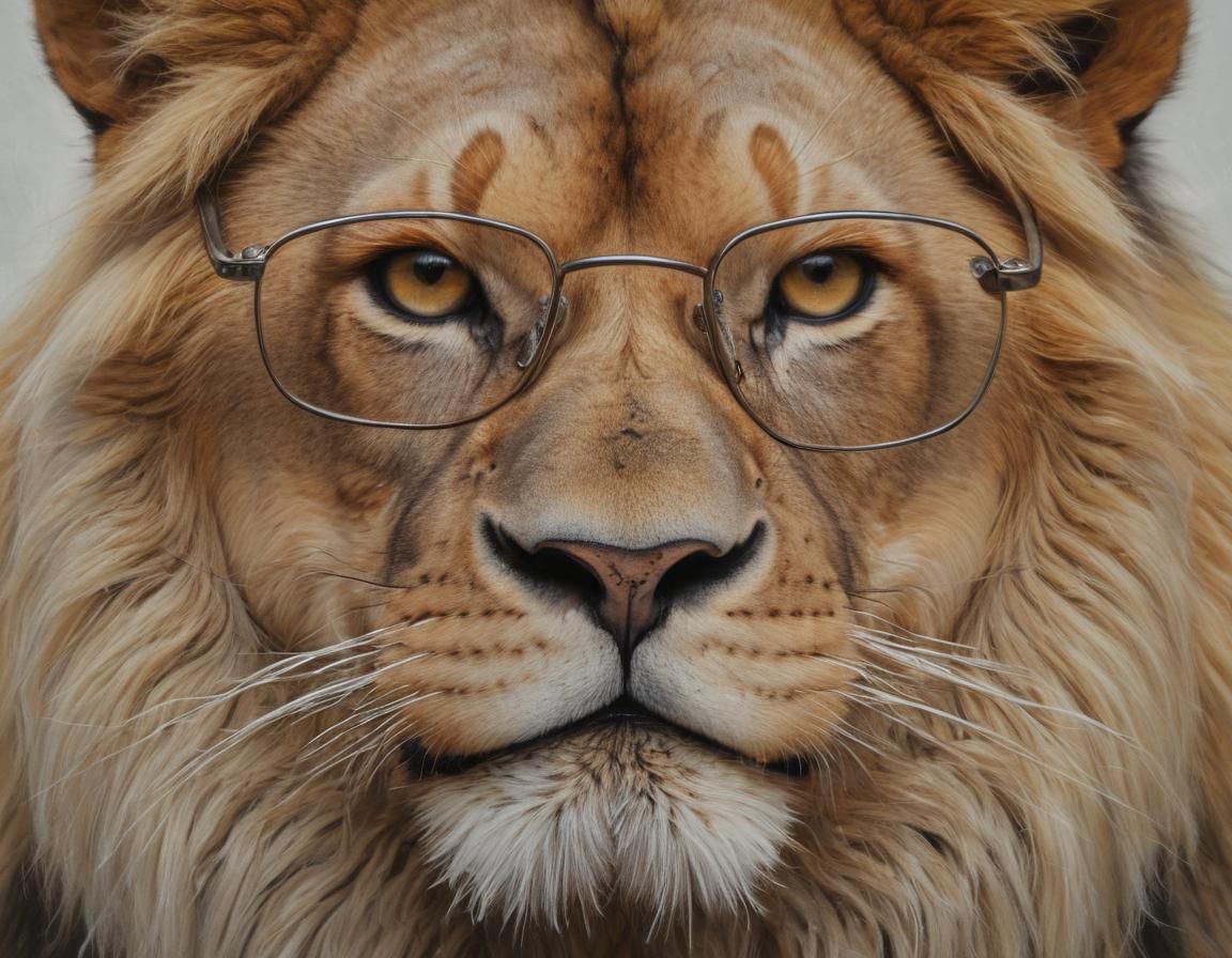 Wise Lion in Oil Painting Style