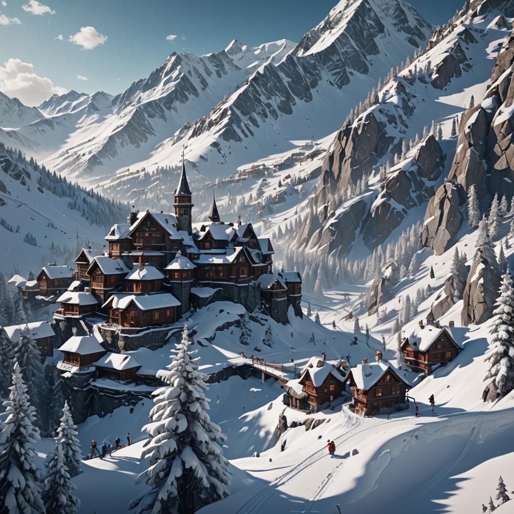 Snow Skiing Fantasy Concept Art