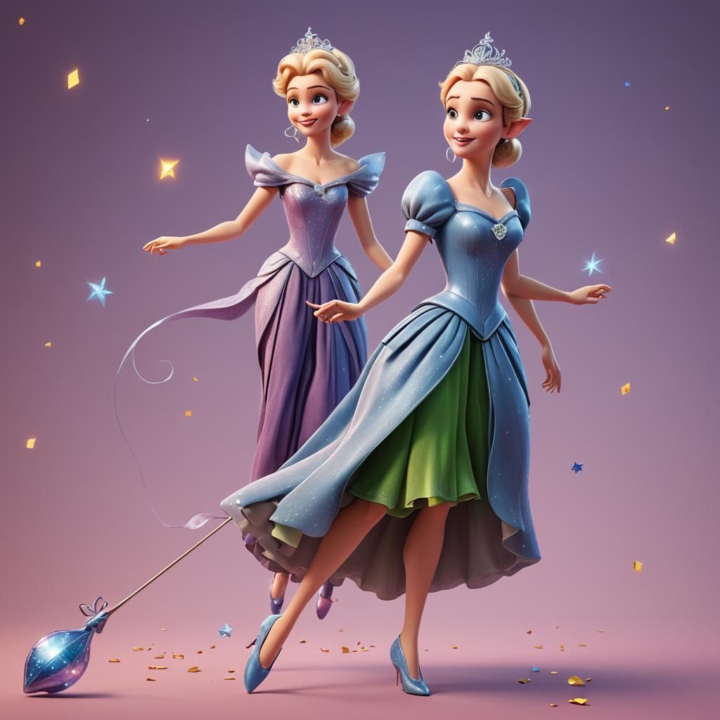 Elf Cinderella: 3D Digital Art in Pixar Style