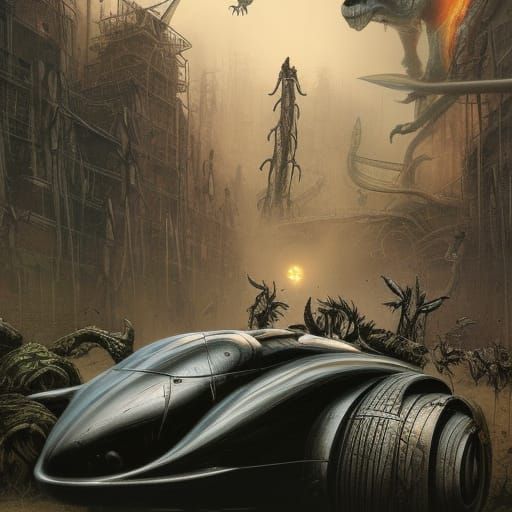 Apocalyptic Motorcycle Warrior in Cyberpunk Comic Art