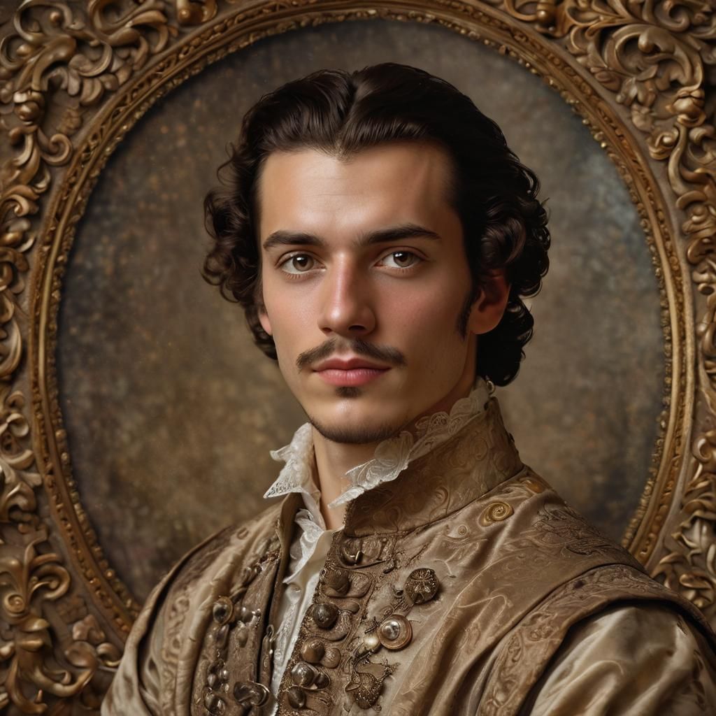Smiling Spanish Nobleman Portrait in Baroque Style