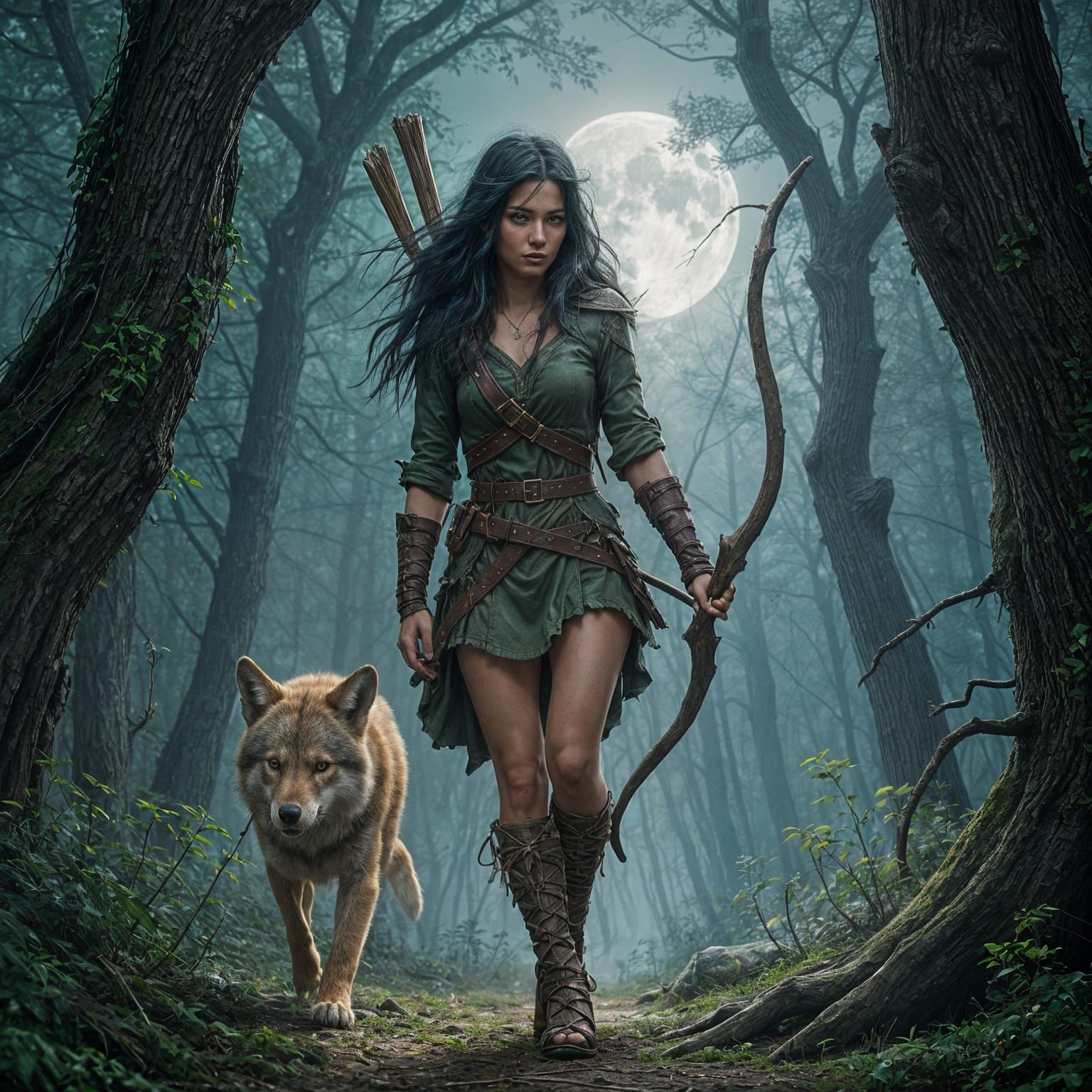 Moonlit Elf Ranger Embarks on a Haunting Quest