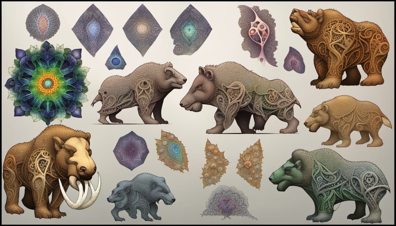 Australian Native Fauna in Fractal Zentangle Design