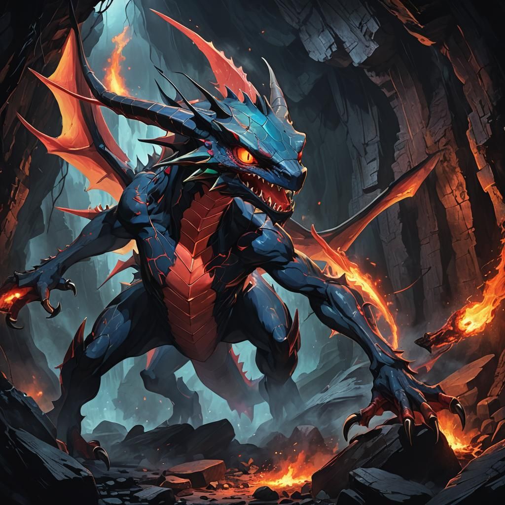 Menacing Demonic Flygon Strikes in Dark Anime Illustration