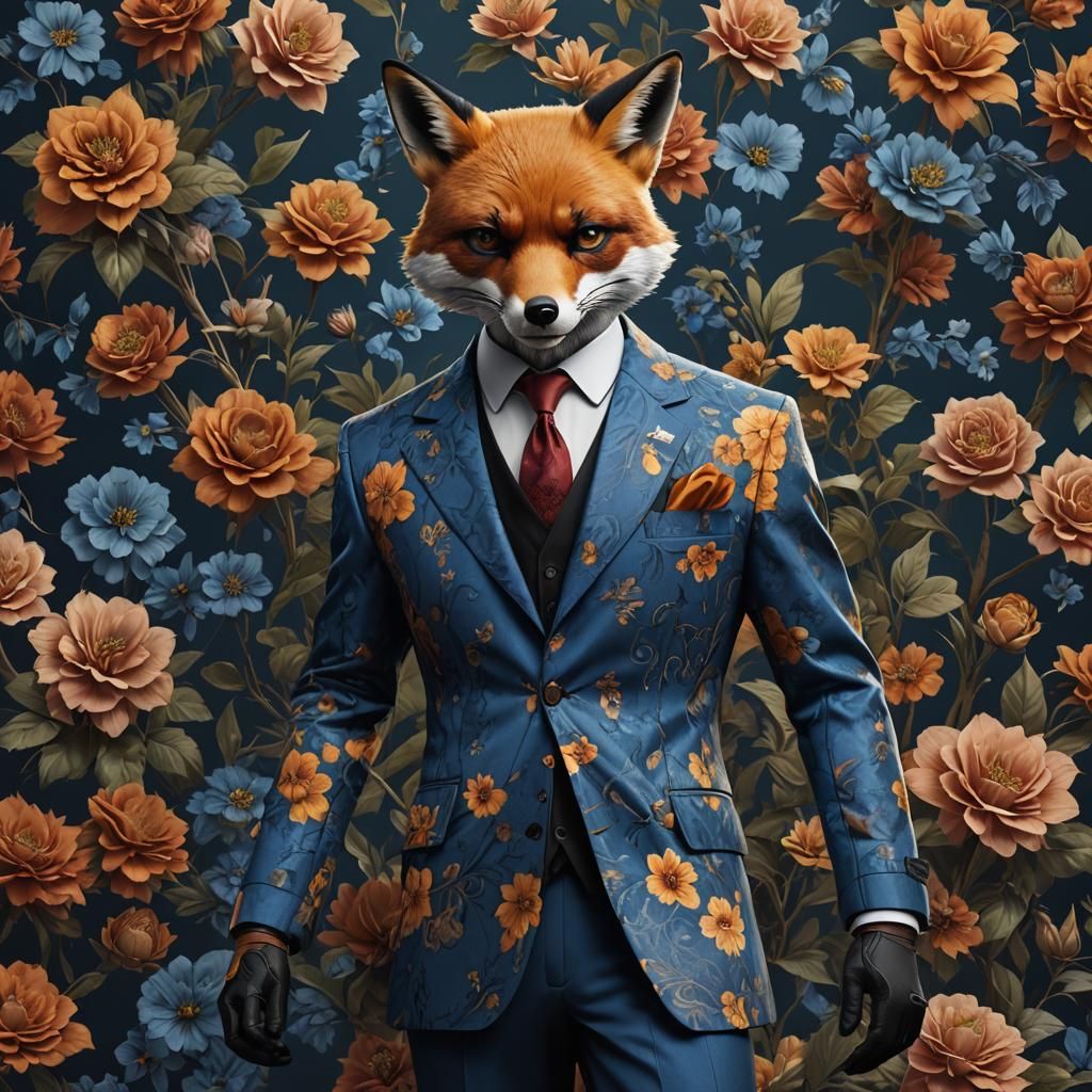 Fox Detective in Floral Suit: Fantasy Concept Art
