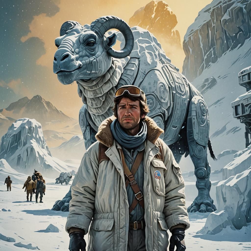 Hoth Travel Poster: Retro-Futuristic Star Wars Scene