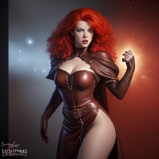 Festive Woman in Leather Gown: Hyperrealistic Digital Art