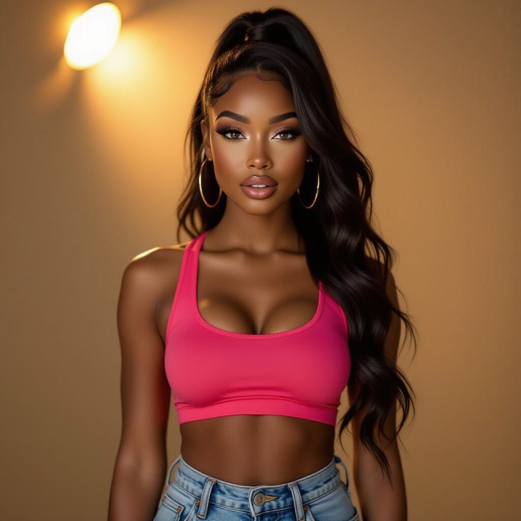 Photorealistic Portrait of a Confident Black Woman in Modern...