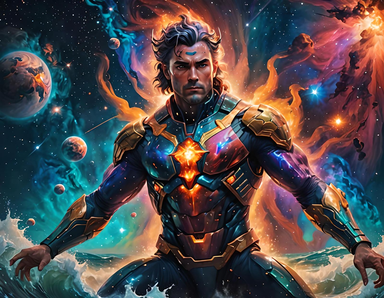 A god from the old times, rising from the sea.